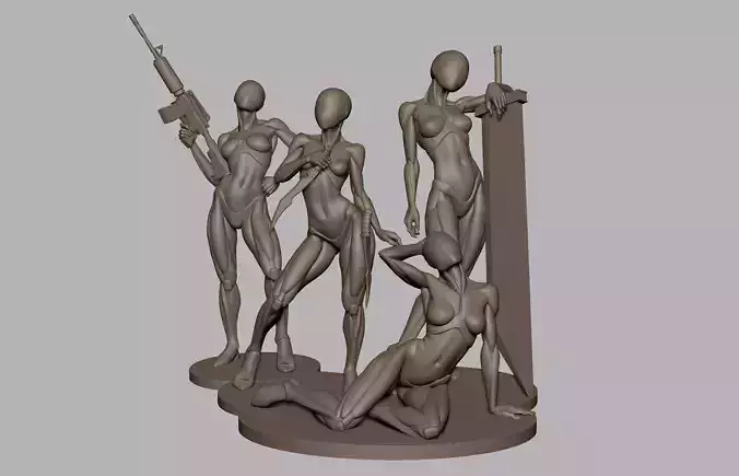 Set of posed base meshes 