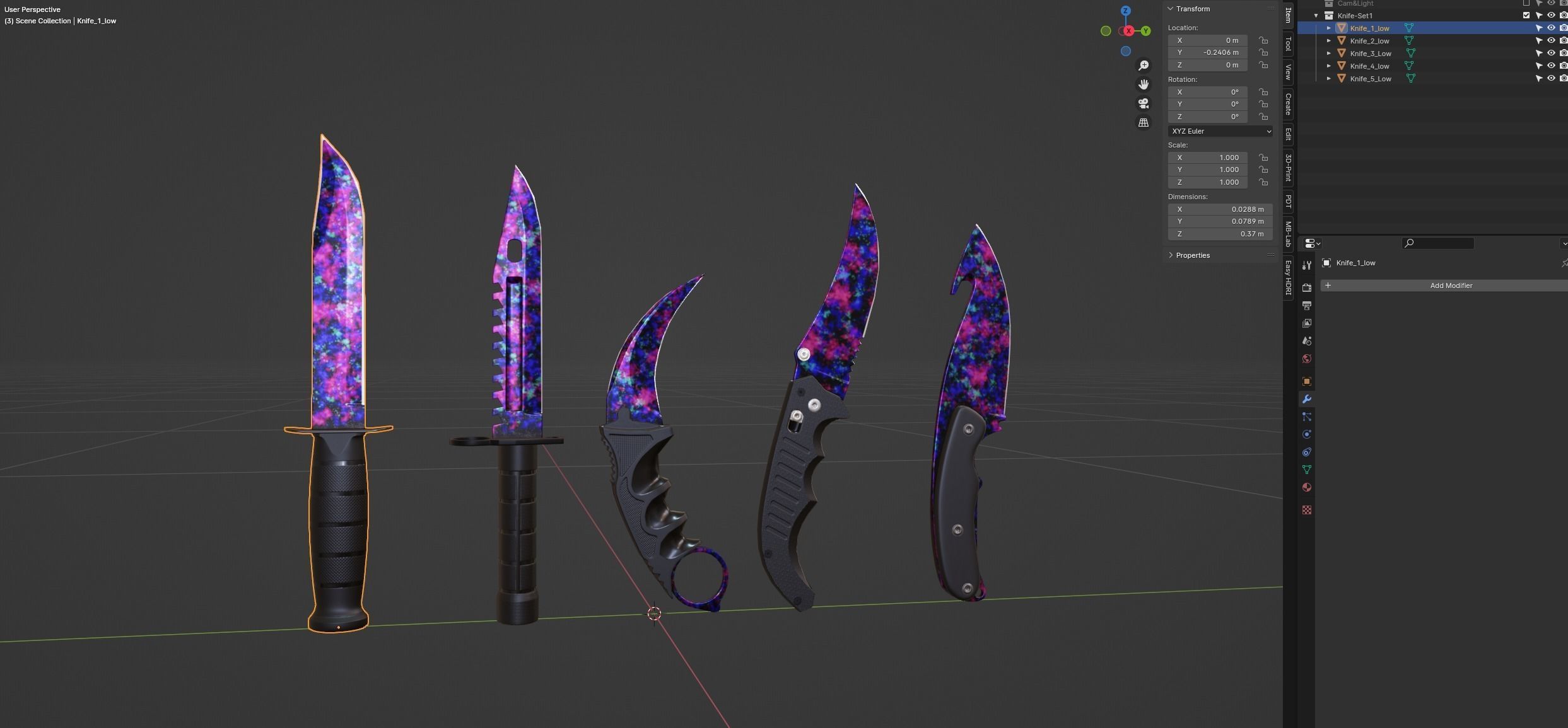 Knife Low-poly 3D model_15