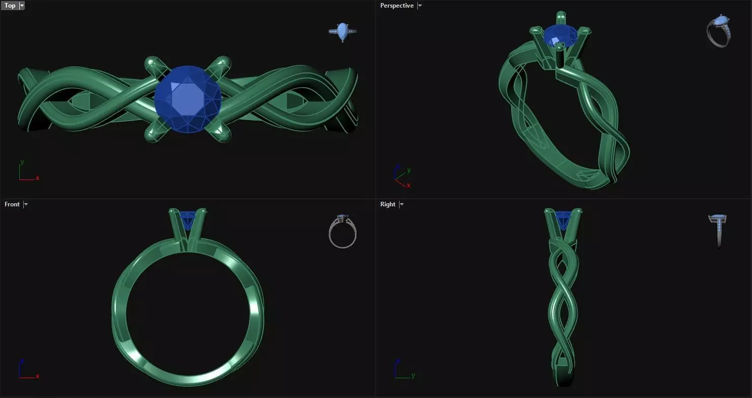 Entwined Engagement Ring 3D print model_0