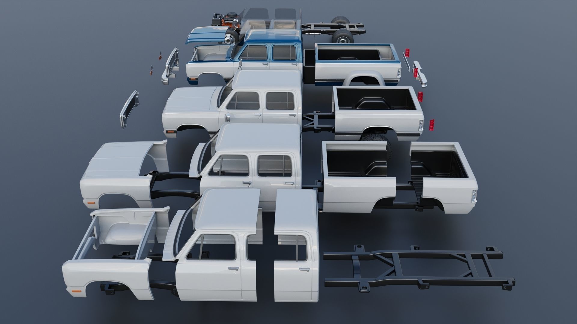 Dodge Ram W350 Crew Cab Dually 1983 3D print model_19