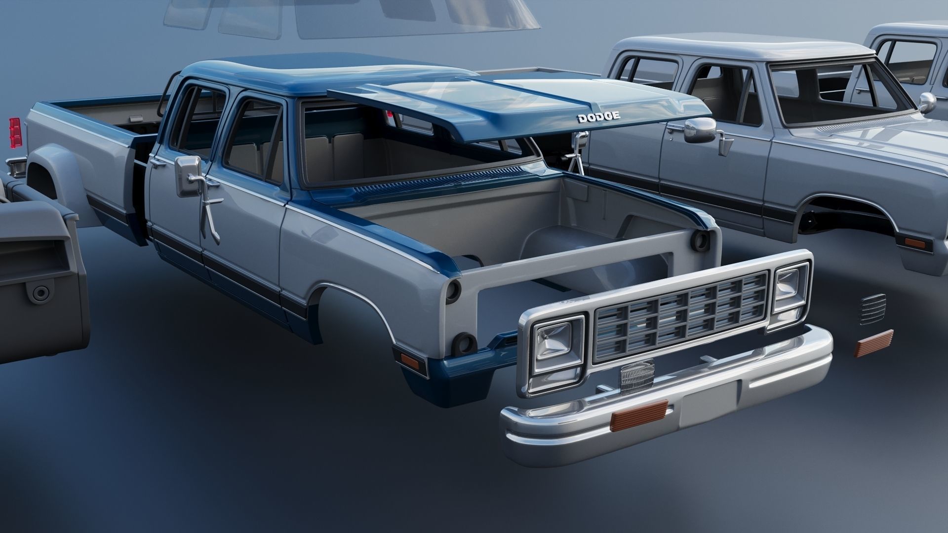 Dodge Ram W350 Crew Cab Dually 1983 3D print model_24