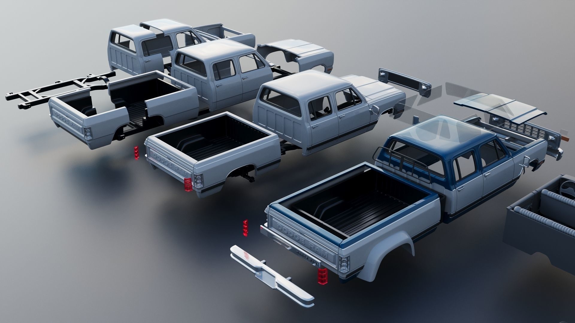 Dodge Ram W350 Crew Cab Dually 1983 3D print model_22