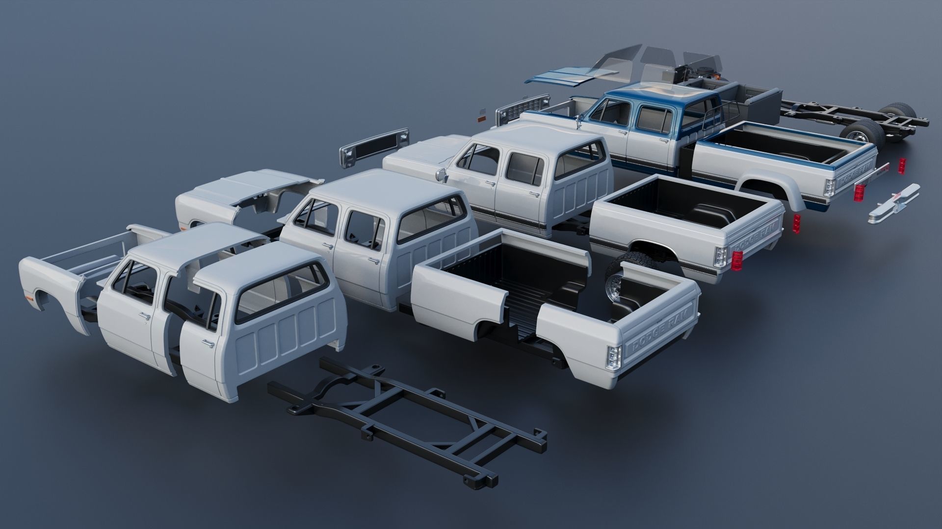 Dodge Ram W350 Crew Cab Dually 1983 3D print model_20