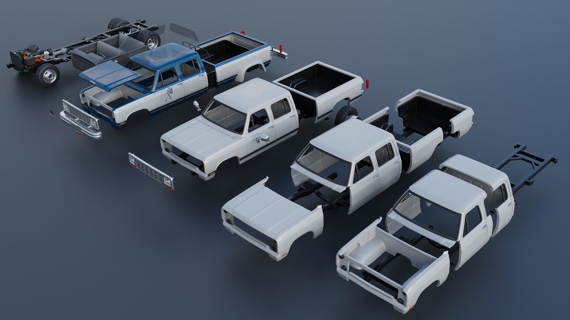 Dodge Ram W350 Crew Cab Dually 1983 3D print model_18