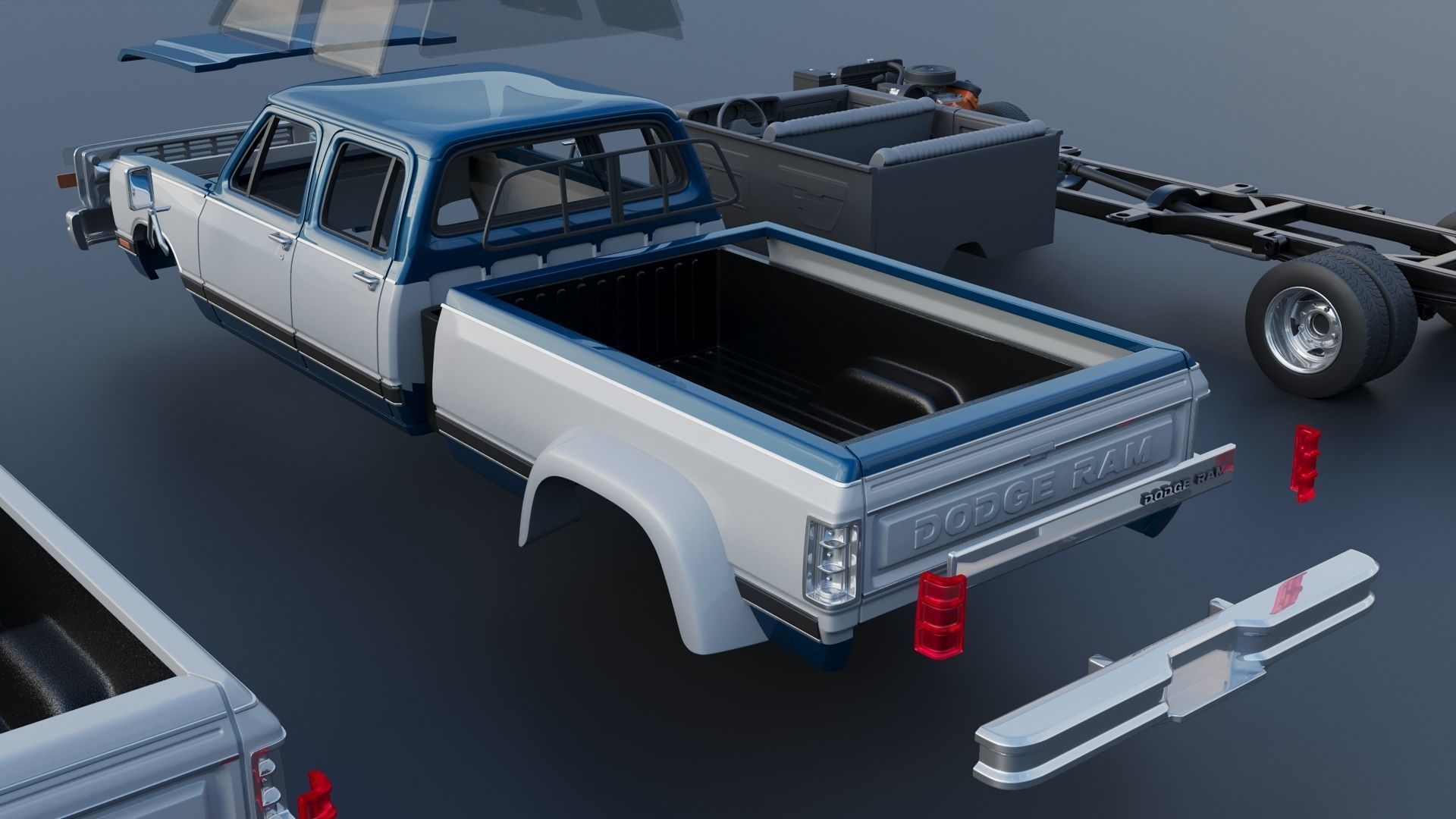 Dodge Ram W350 Crew Cab Dually 1983 3D print model_21