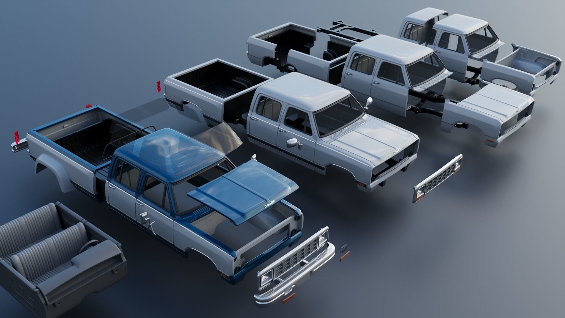 Dodge Ram W350 Crew Cab Dually 1983 3D print model_23