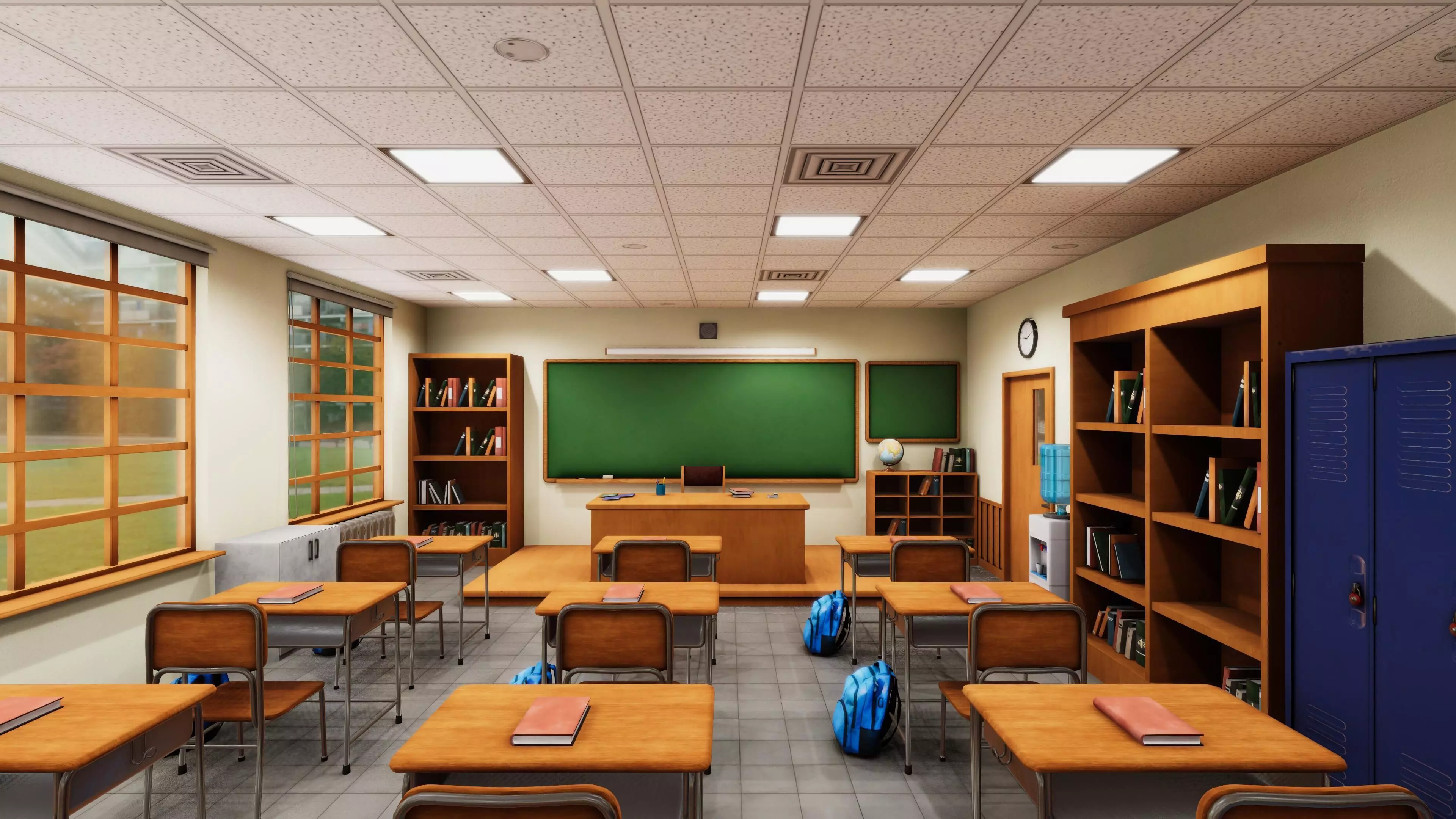 School Classroom Low-poly 3D model