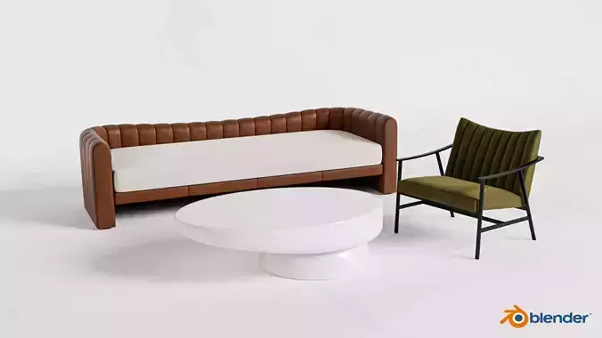 Lazar Daybed - Blair Channeled Chair - Alastor Coffeetable 3D model