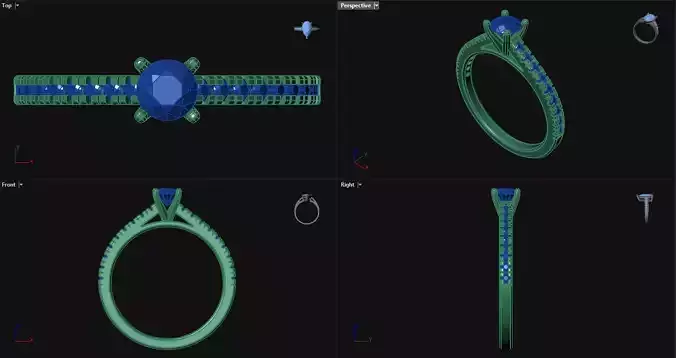 4 Prong Engagement Ring with sidestones