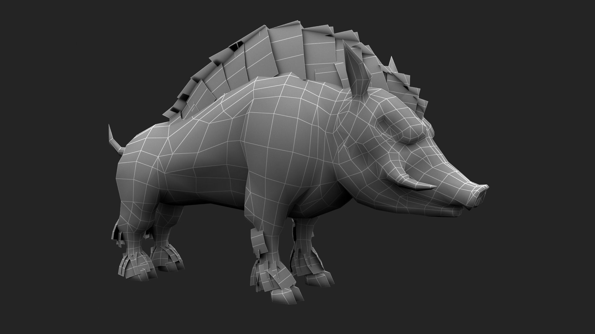 animated boar Low-poly 3D model_4