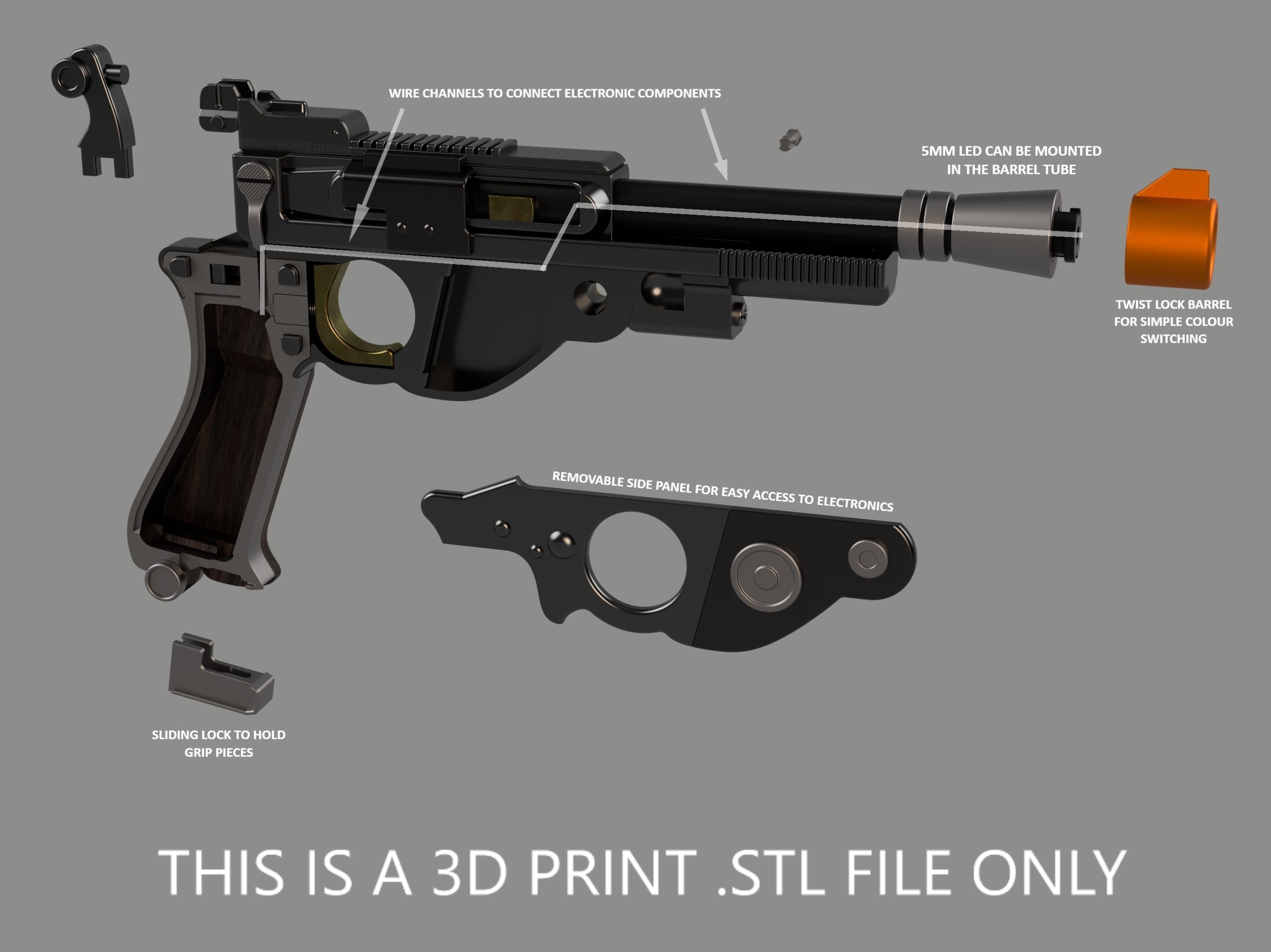 The Mandalorian - Din Djarin IB94 Blaster Pistol - 3D Print File 3D print model_3
