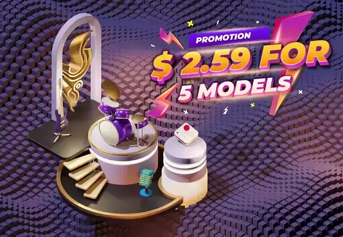 Drum kit with electric guitar 