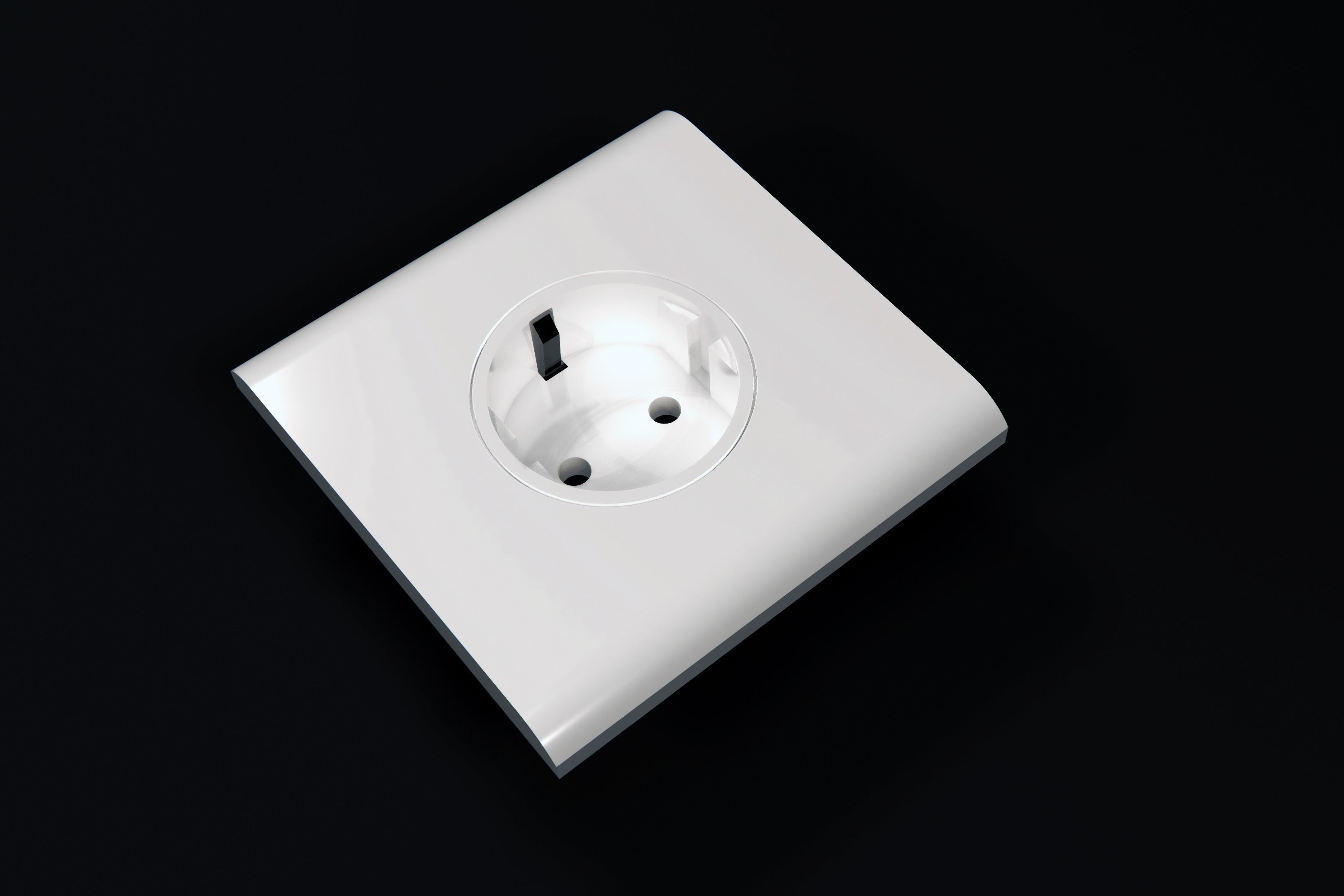 Electric socket 1 gang 3D model_1