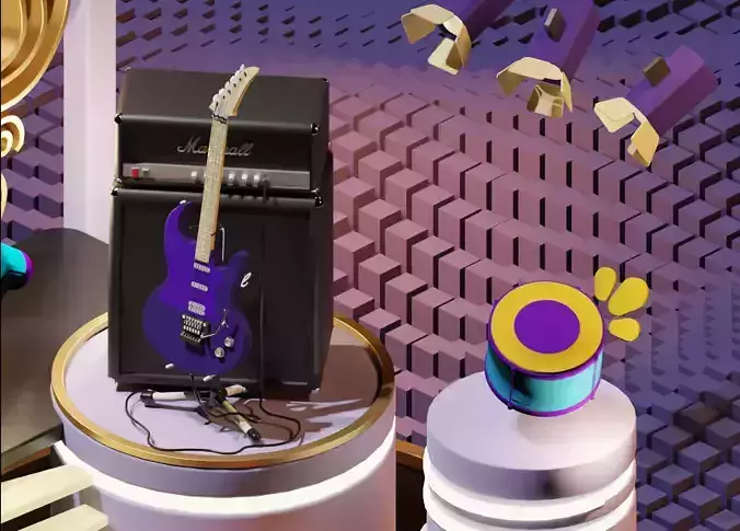 Marshall Speaker and electric Guitar 