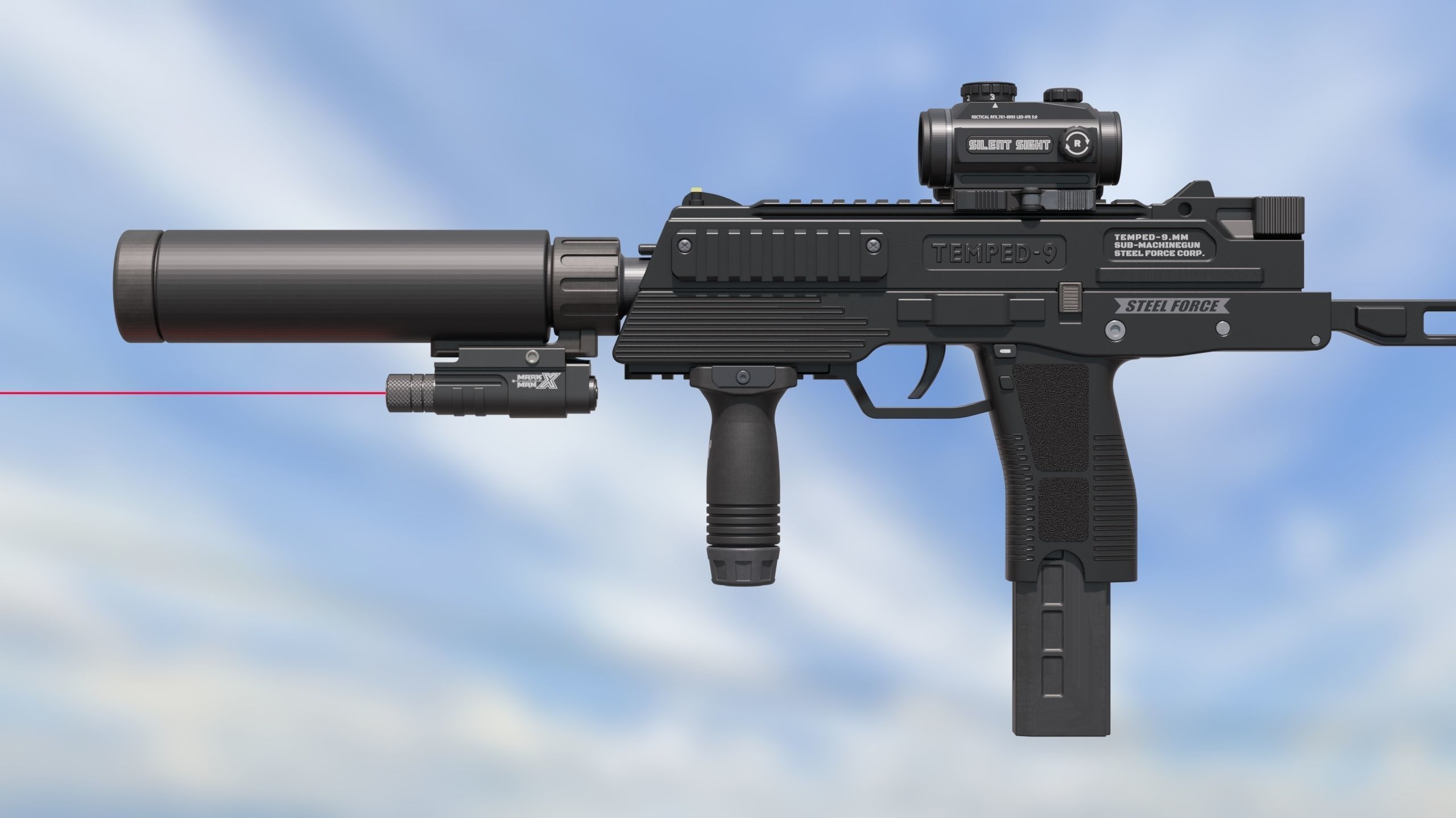 Sub Machine Gun Temped 9 3D model_5