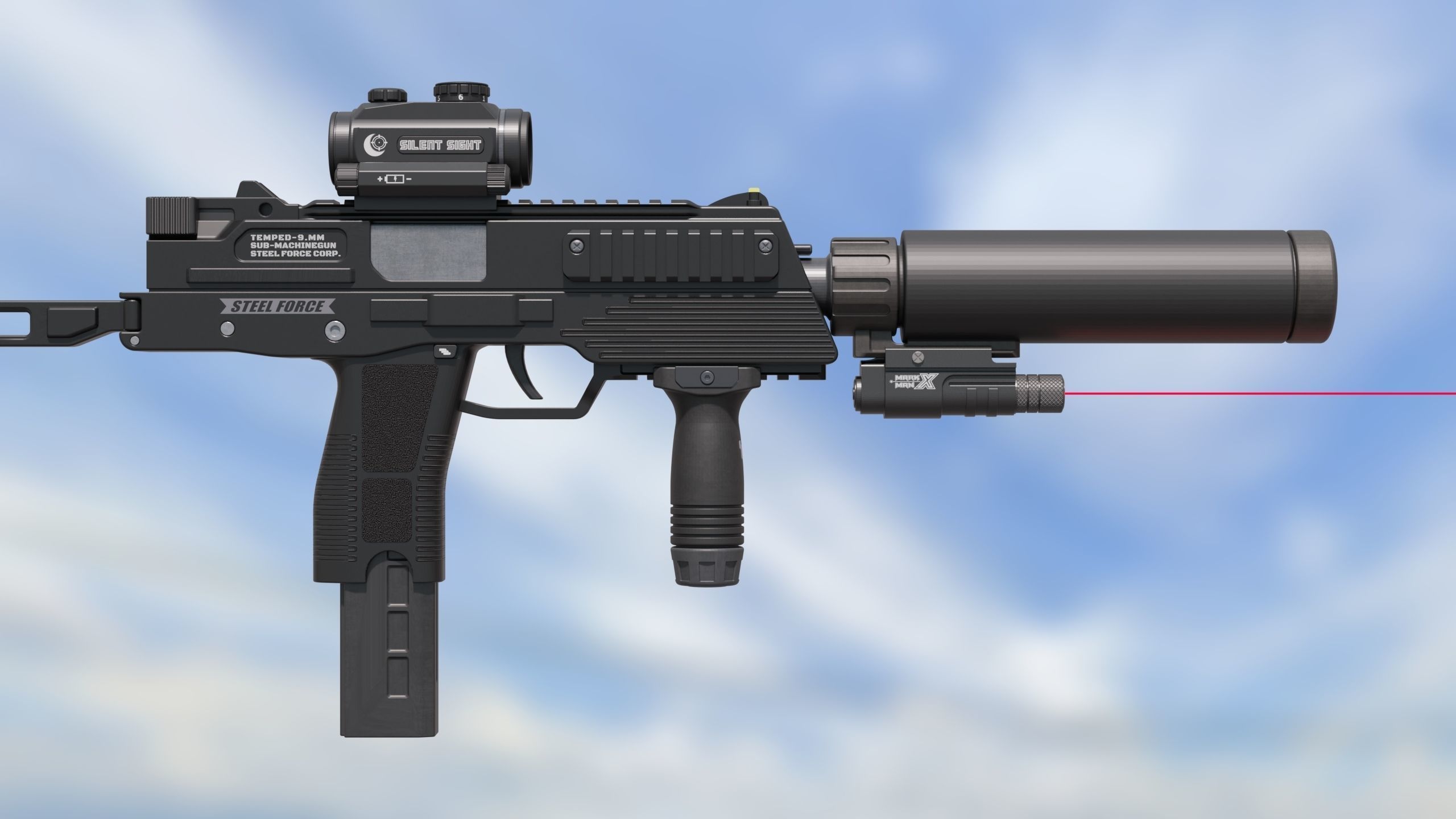 Sub Machine Gun Temped 9 3D model_6