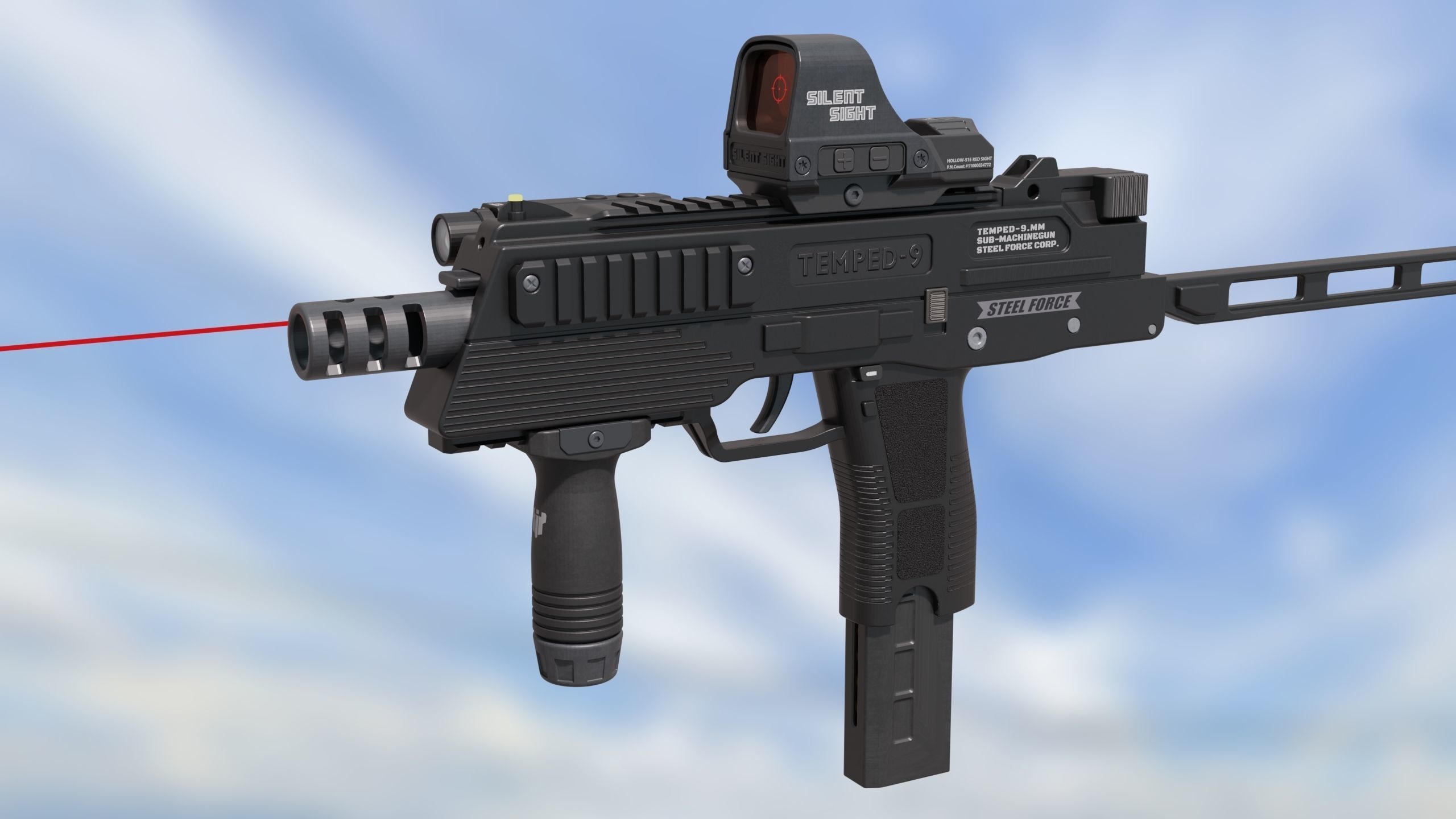 Sub Machine Gun Temped 9 3D model_11