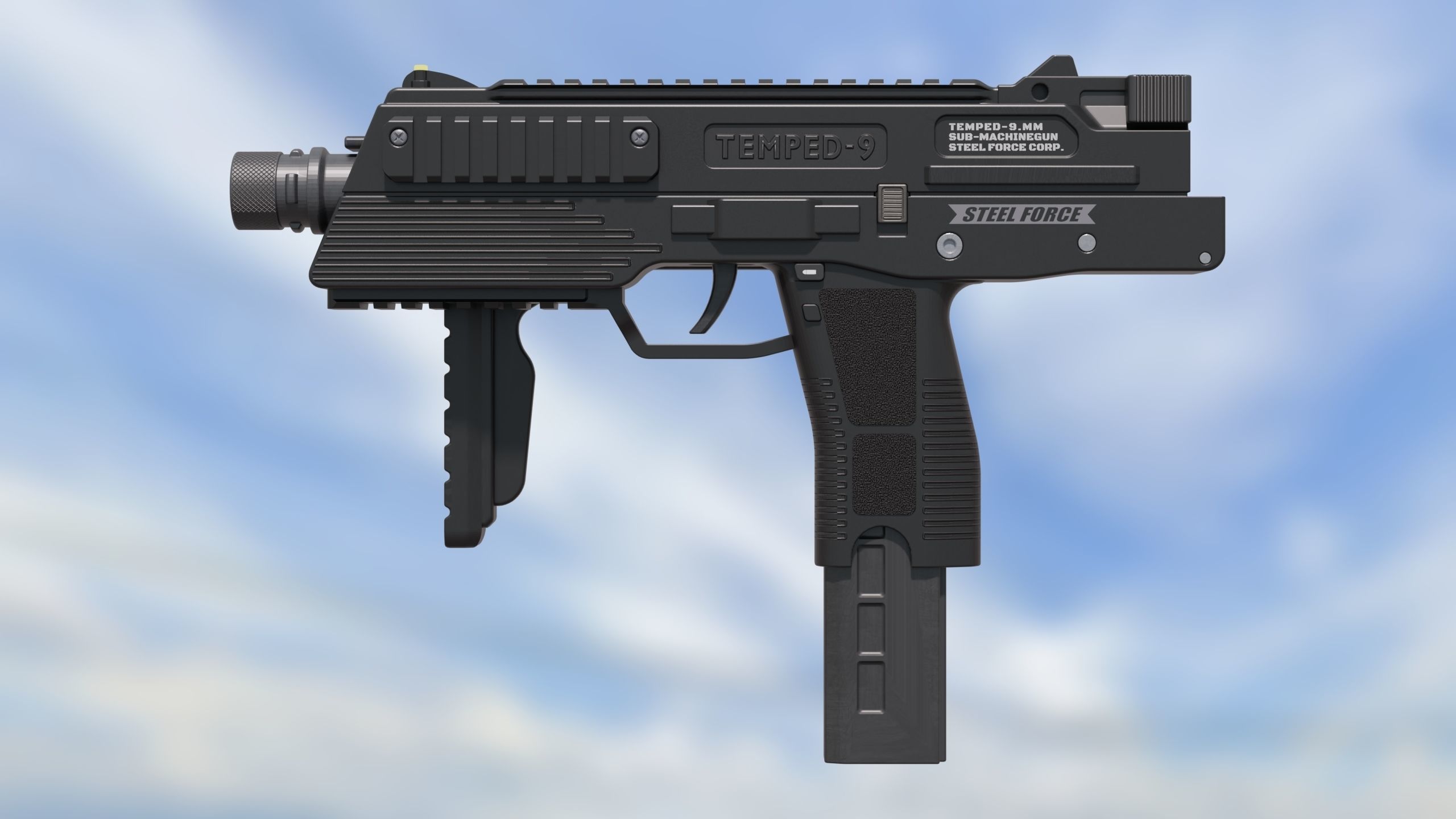 Sub Machine Gun Temped 9 3D model_2