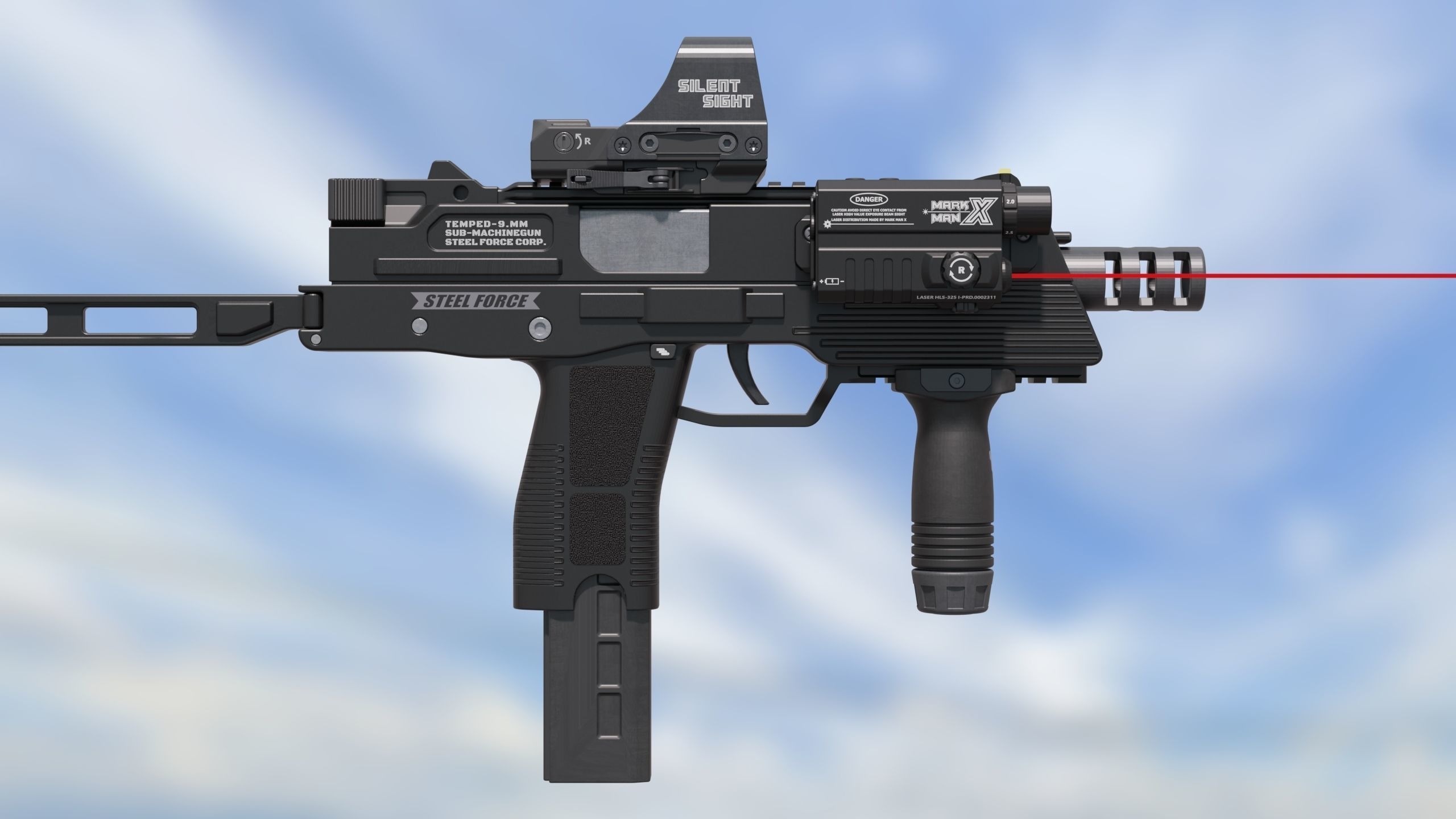Sub Machine Gun Temped 9 3D model_10