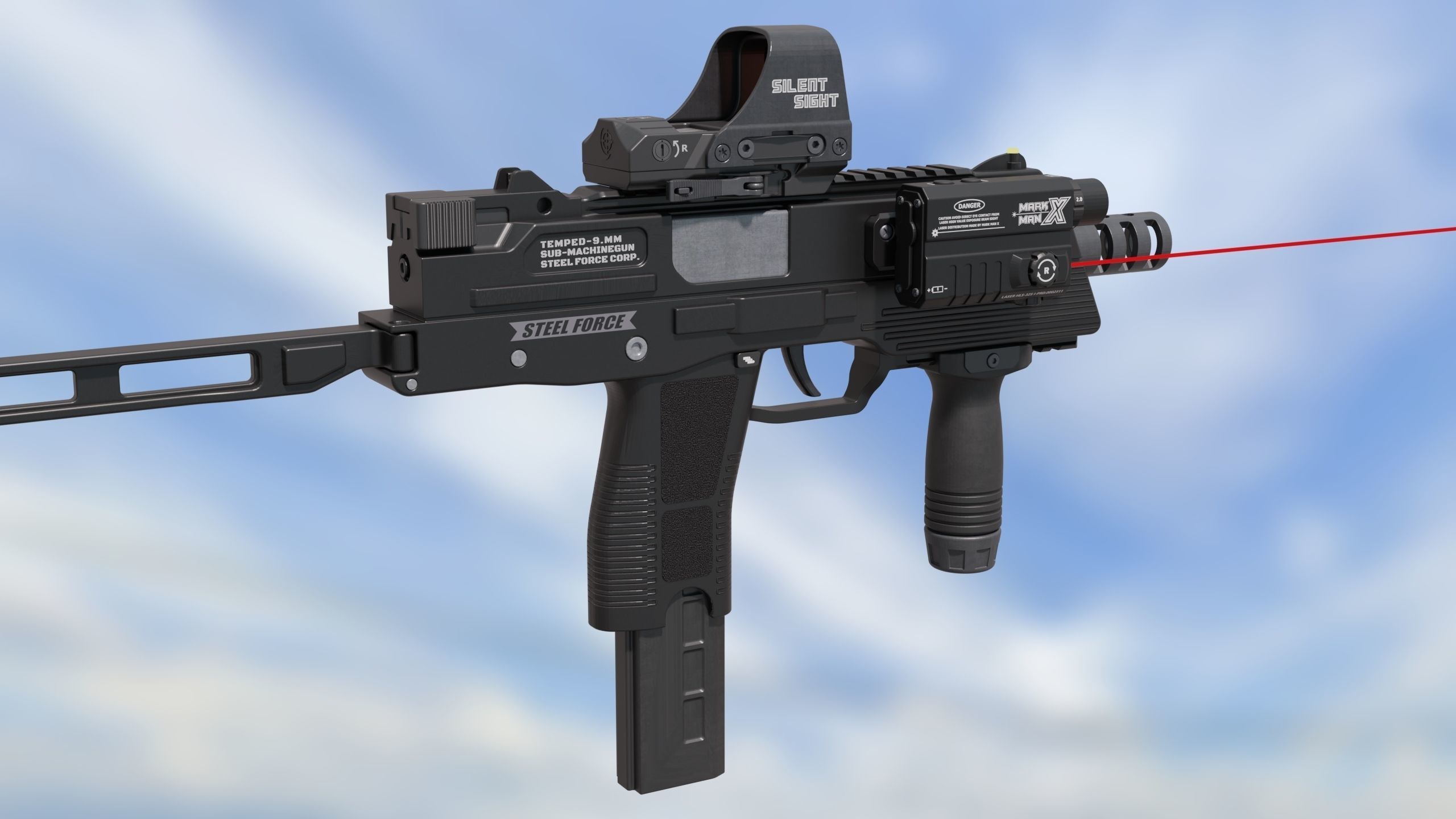 Sub Machine Gun Temped 9 3D model_12