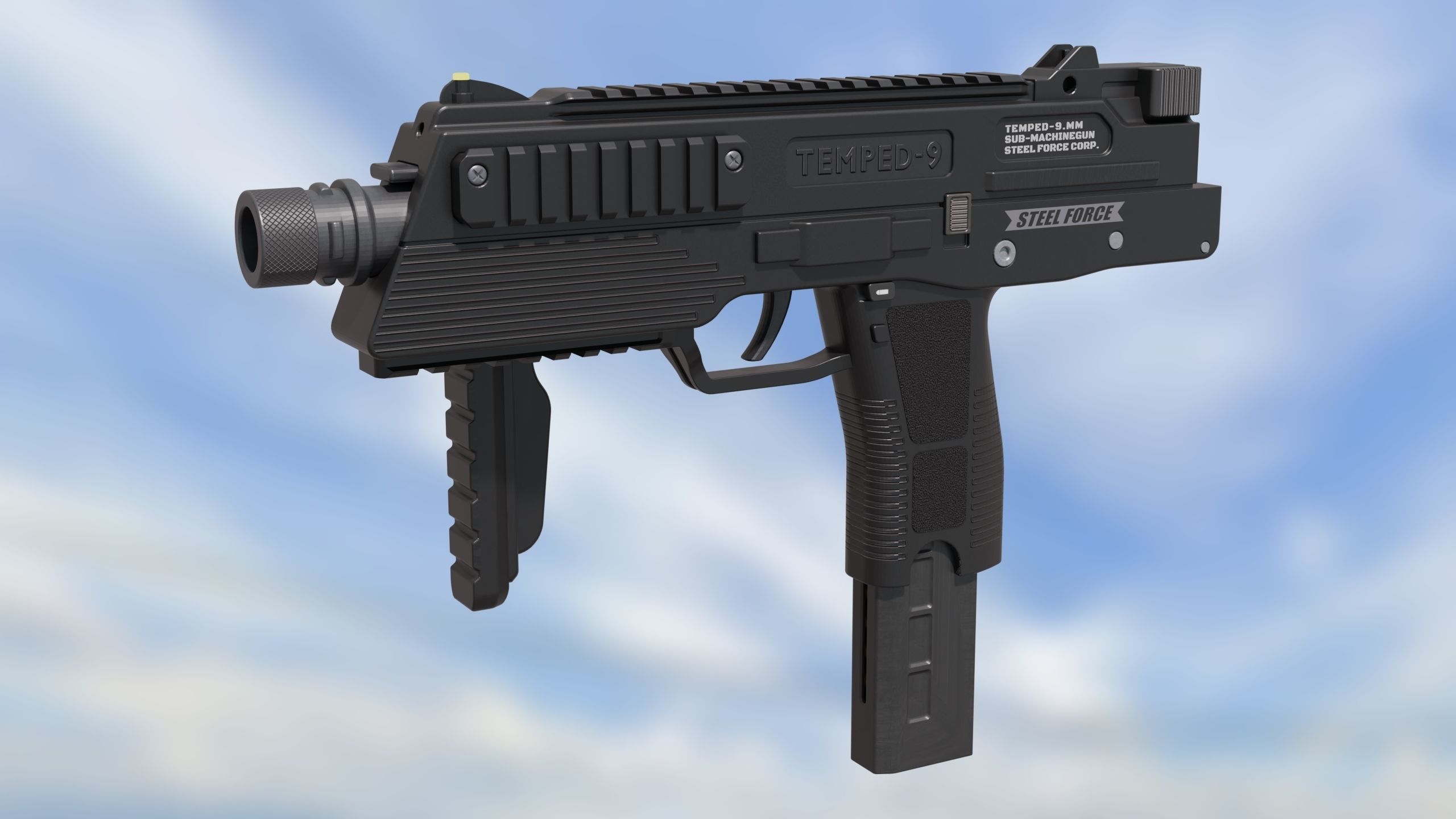 Sub Machine Gun Temped 9 3D model_3