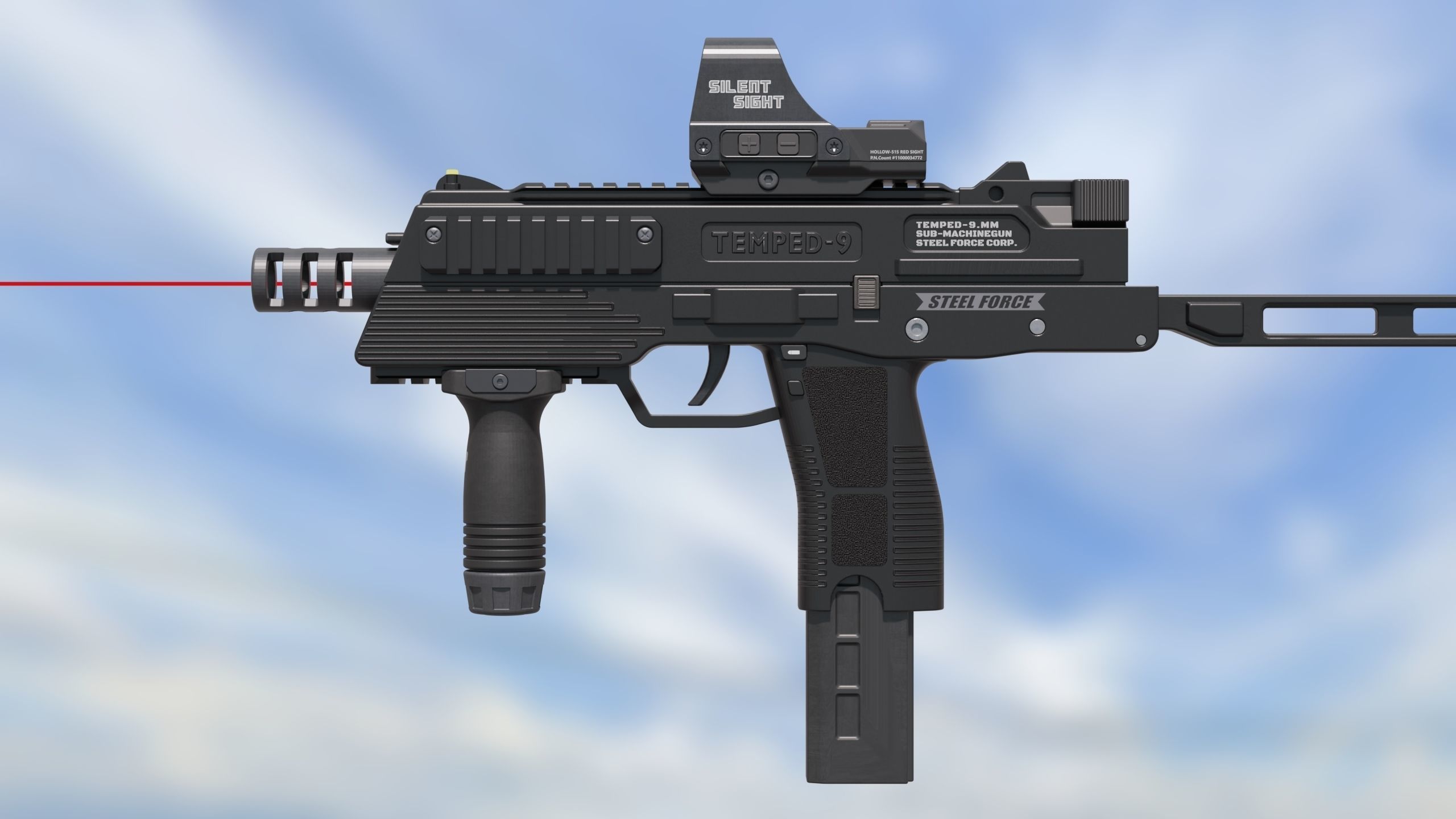 Sub Machine Gun Temped 9 3D model_9