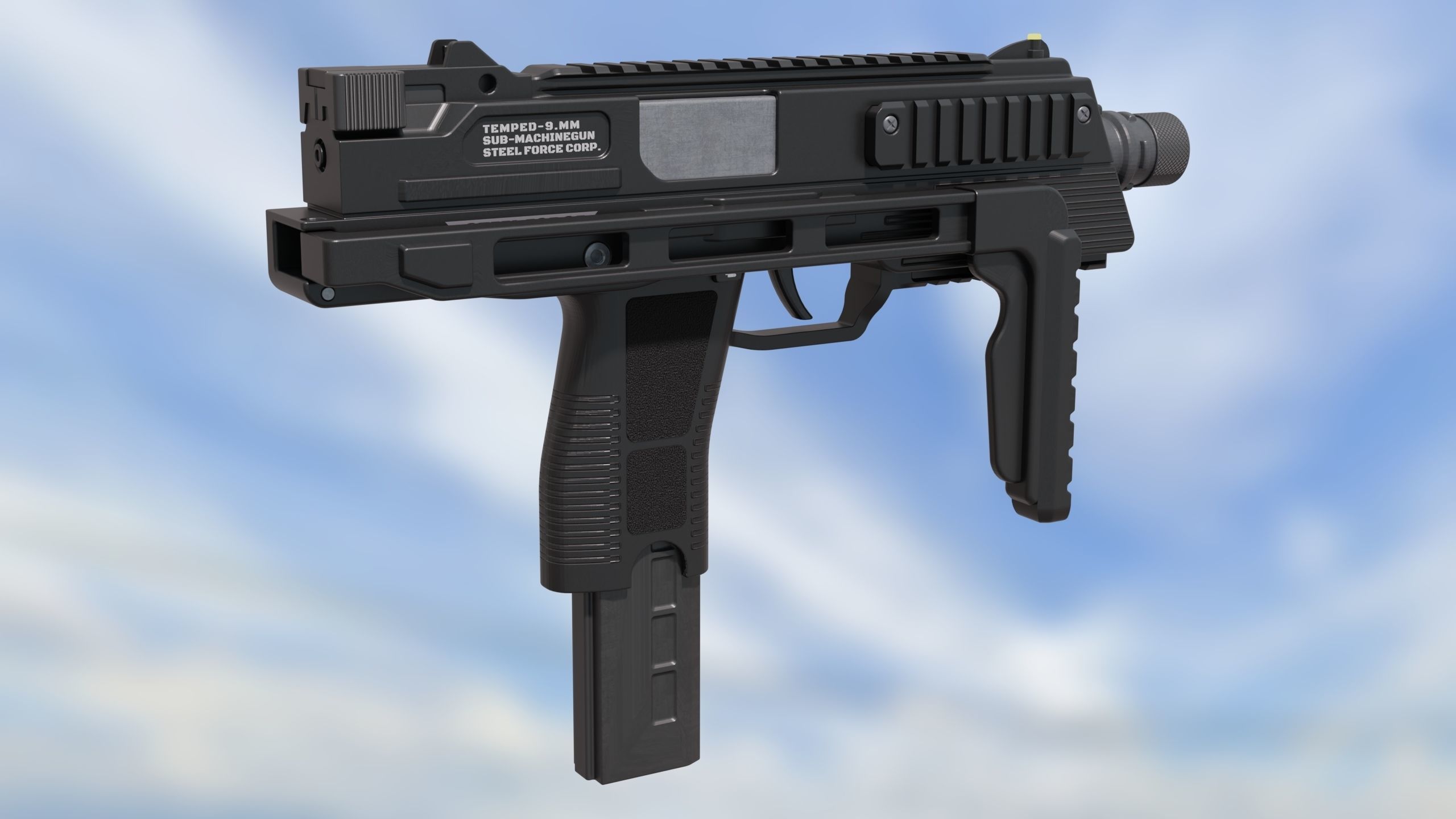 Sub Machine Gun Temped 9 3D model_4