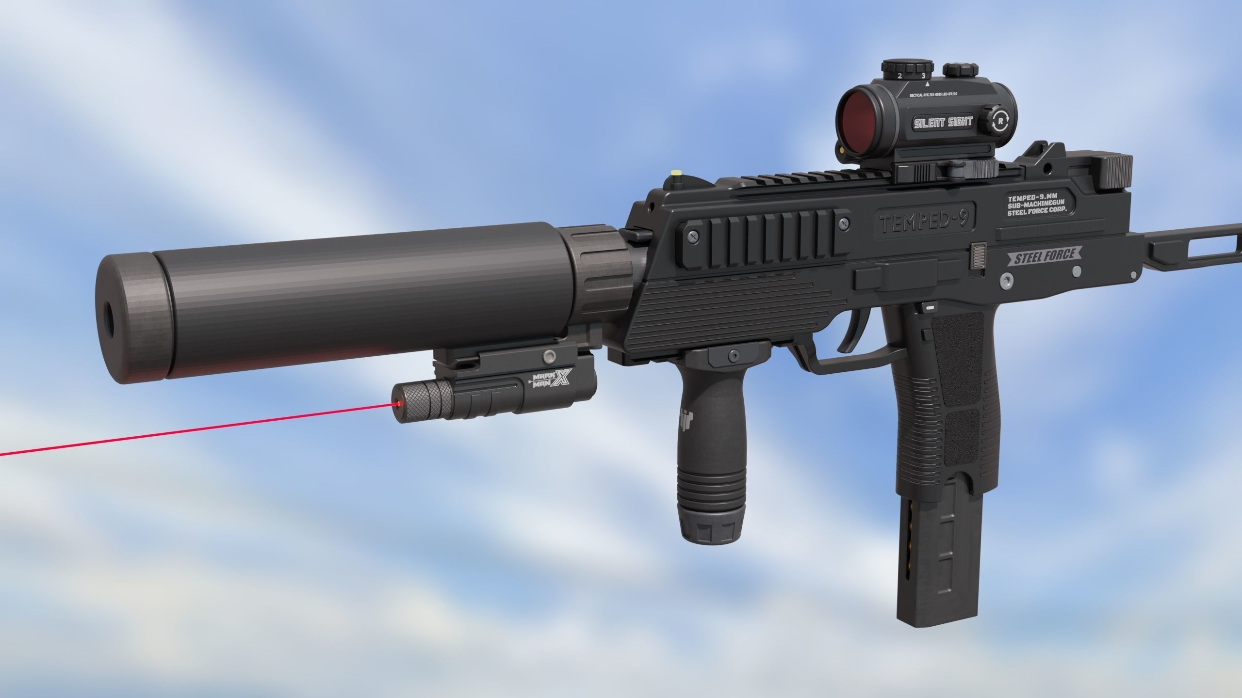 Sub Machine Gun Temped 9 3D model_7