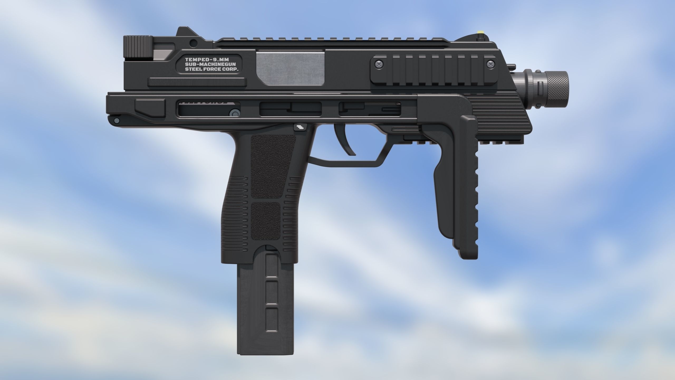 Sub Machine Gun Temped 9 3D model_1