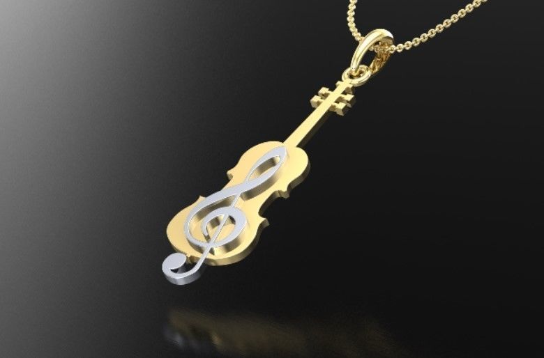 violin pendant  3D print model_4