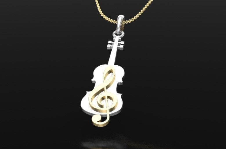 violin pendant  3D print model_7