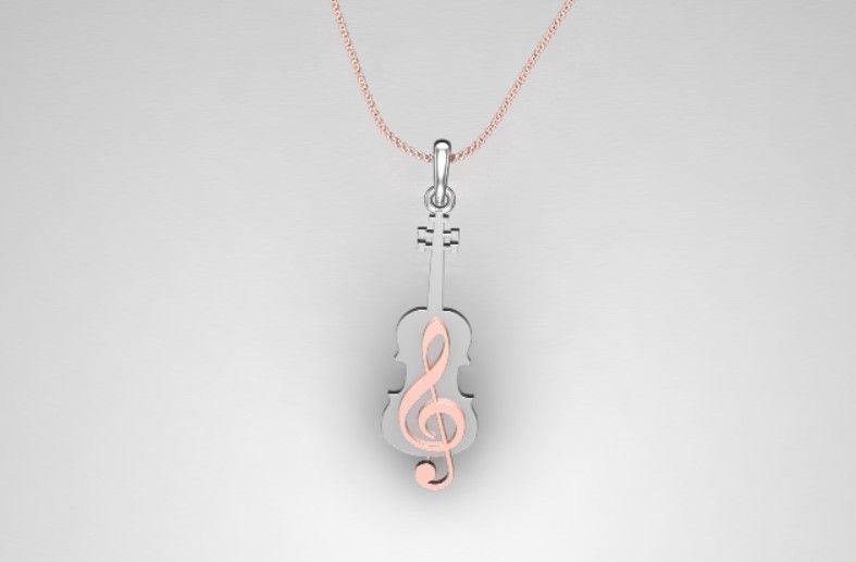 violin pendant  3D print model_9