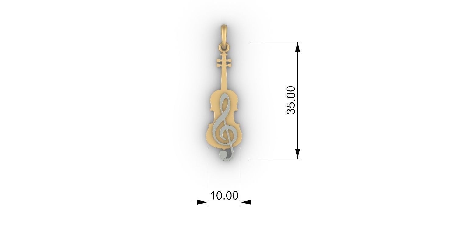 violin pendant  3D print model_11