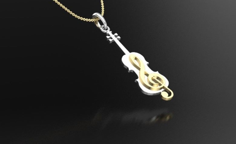 violin pendant  3D print model_6