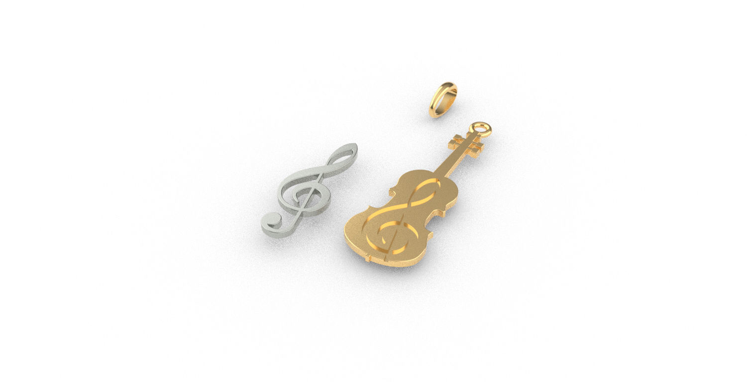 violin pendant  3D print model_2