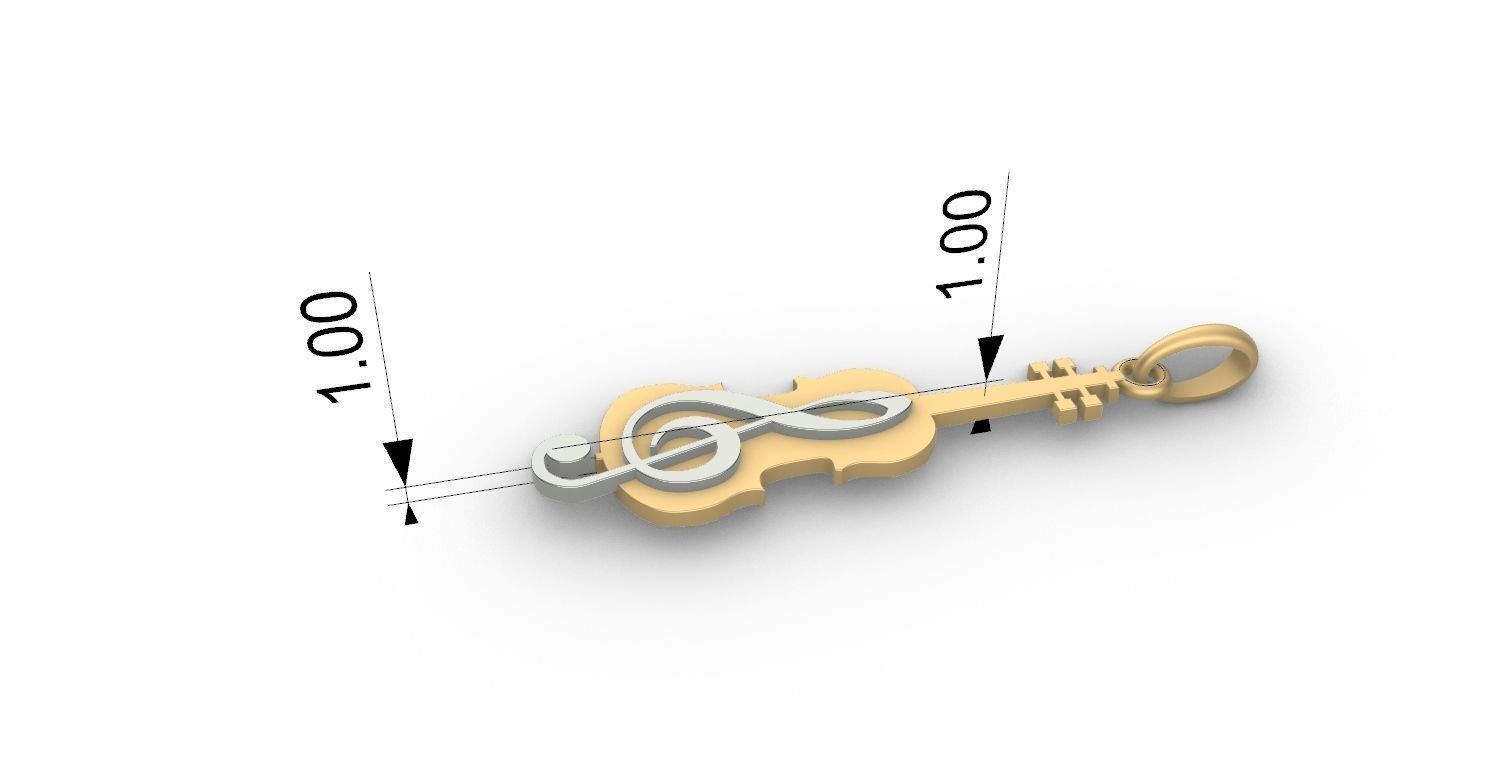 violin pendant  3D print model_13