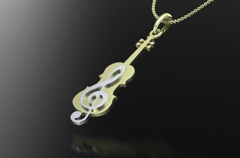 violin pendant  3D print model_1