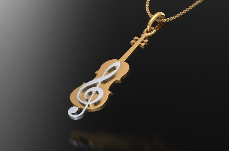 violin pendant  3D print model_3