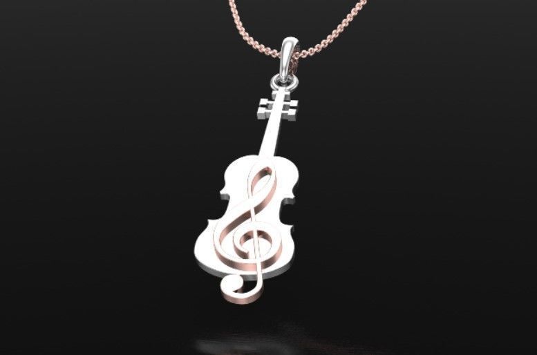 violin pendant  3D print model_8