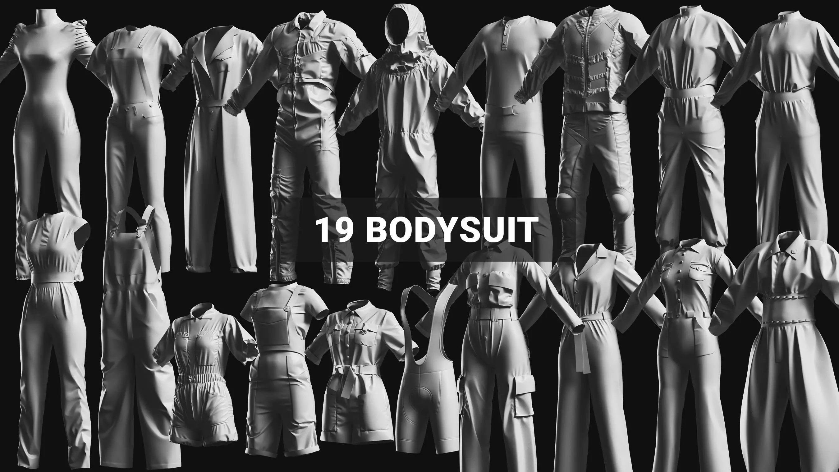 Basemesh Bodysuit Collection 3D model_0