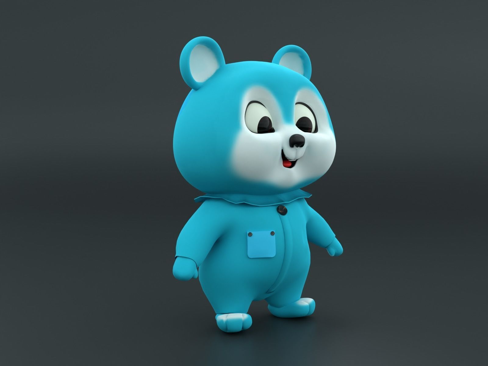 Stylized cute cartoon bear Low-poly 3D model_1