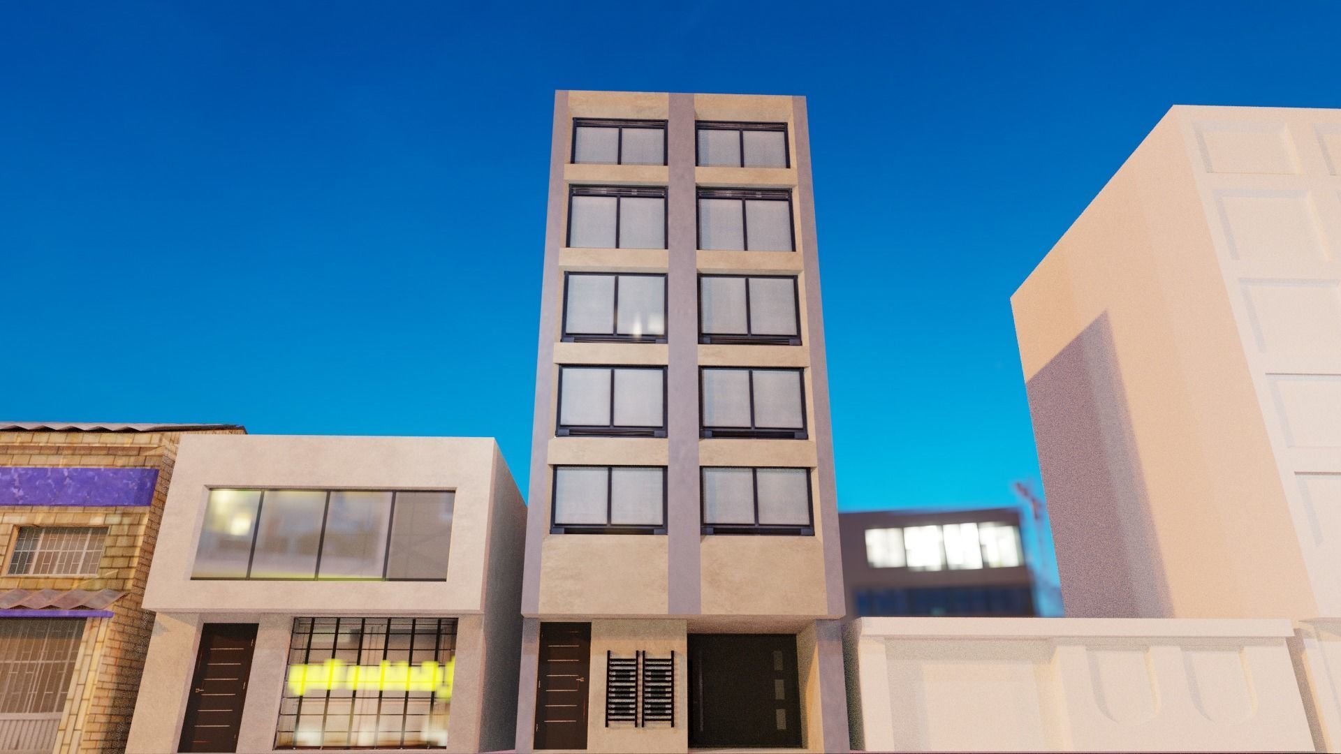 Low Poly Colombian Street House Low-poly 3D model_11