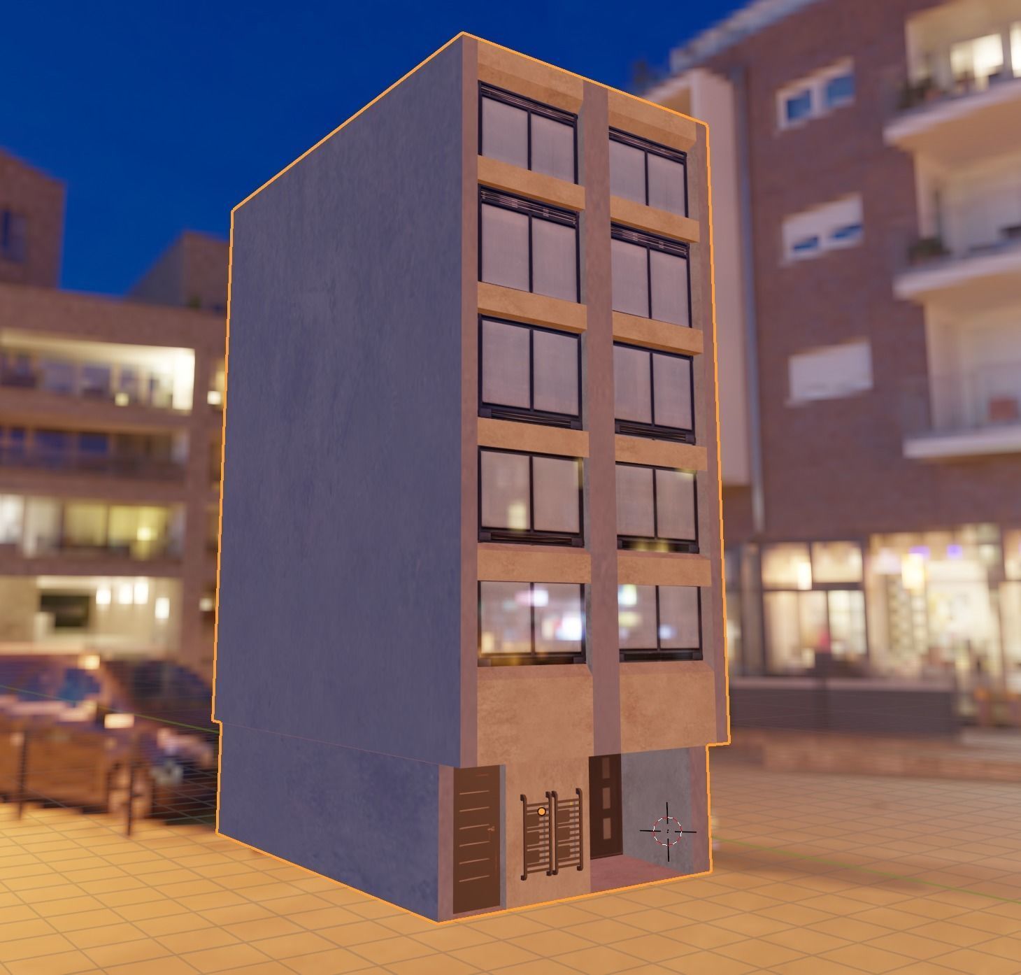 Low Poly Colombian Street House Low-poly 3D model_16