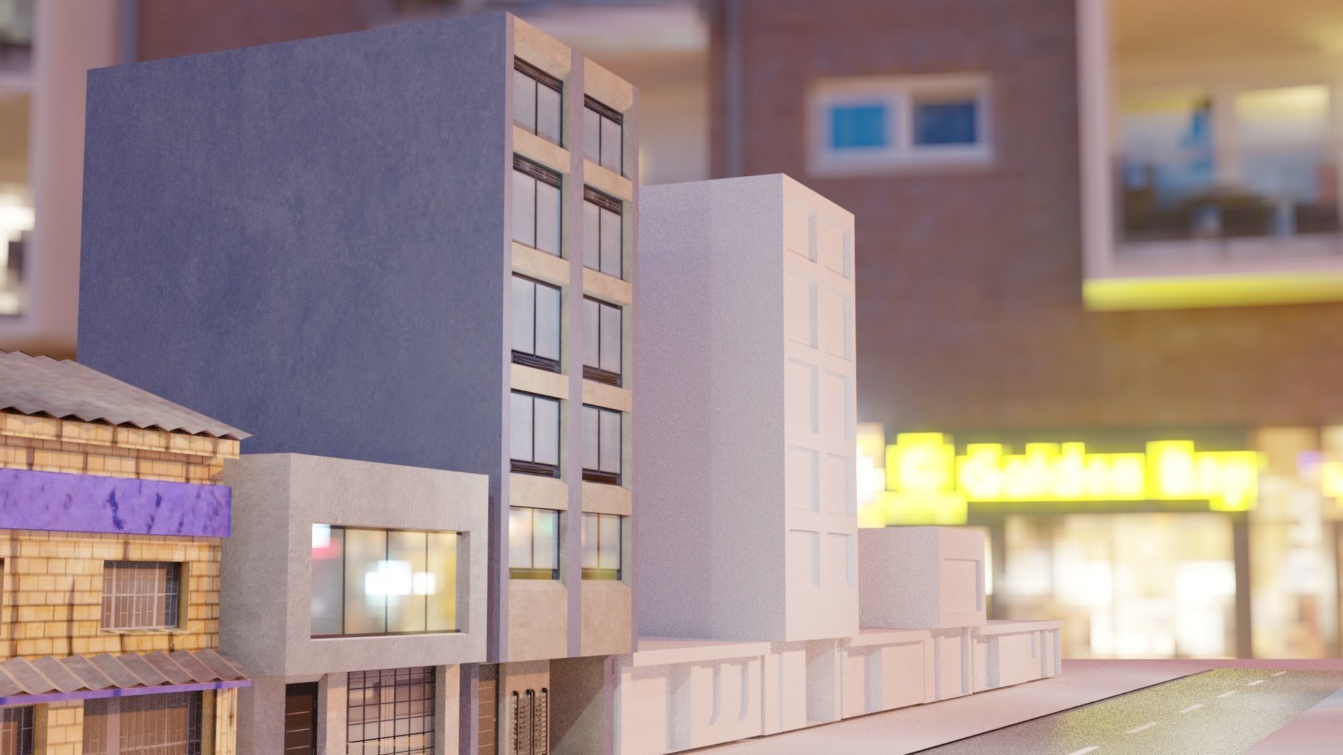 Low Poly Colombian Street House Low-poly 3D model_15