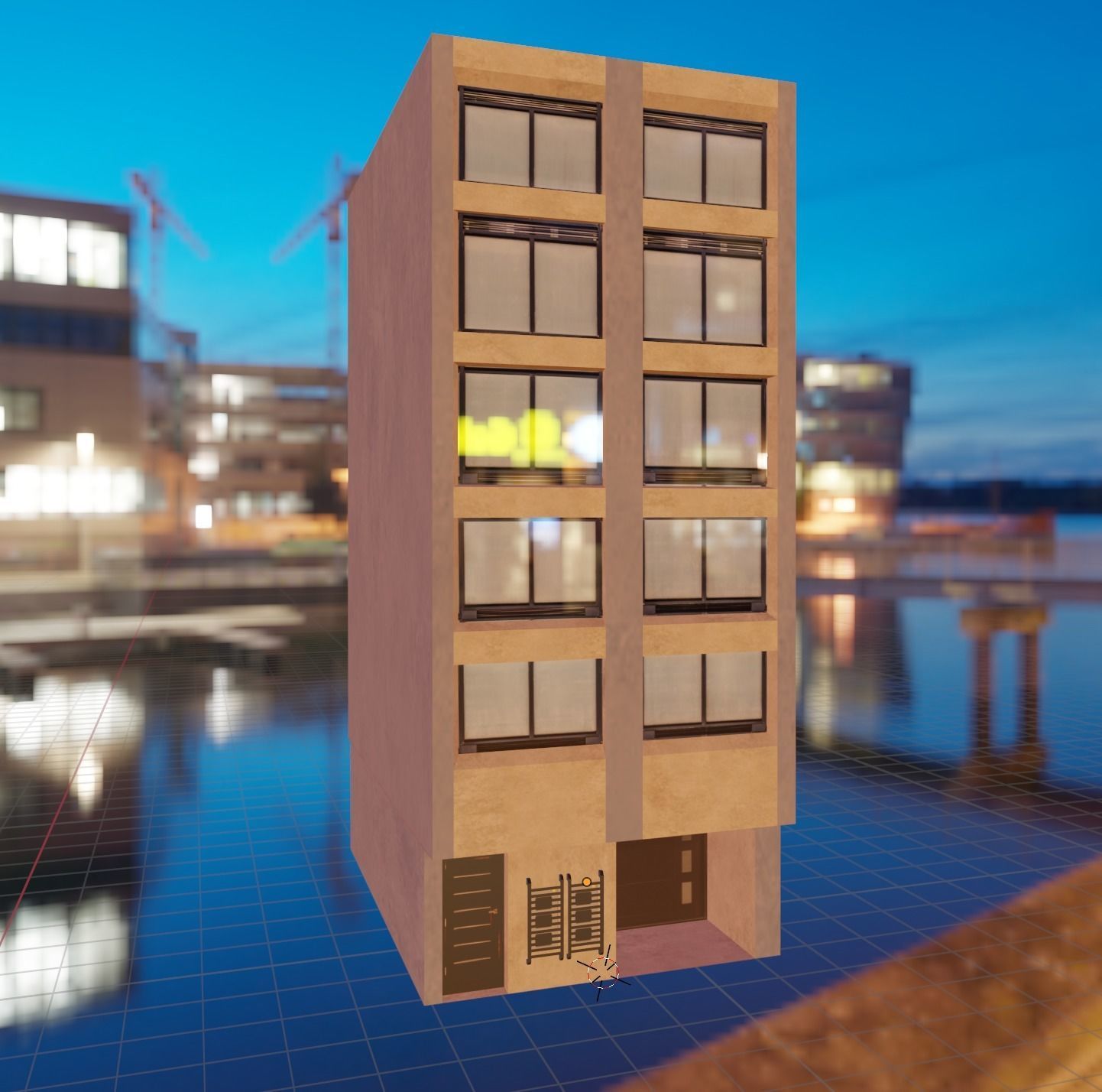 Low Poly Colombian Street House Low-poly 3D model_19