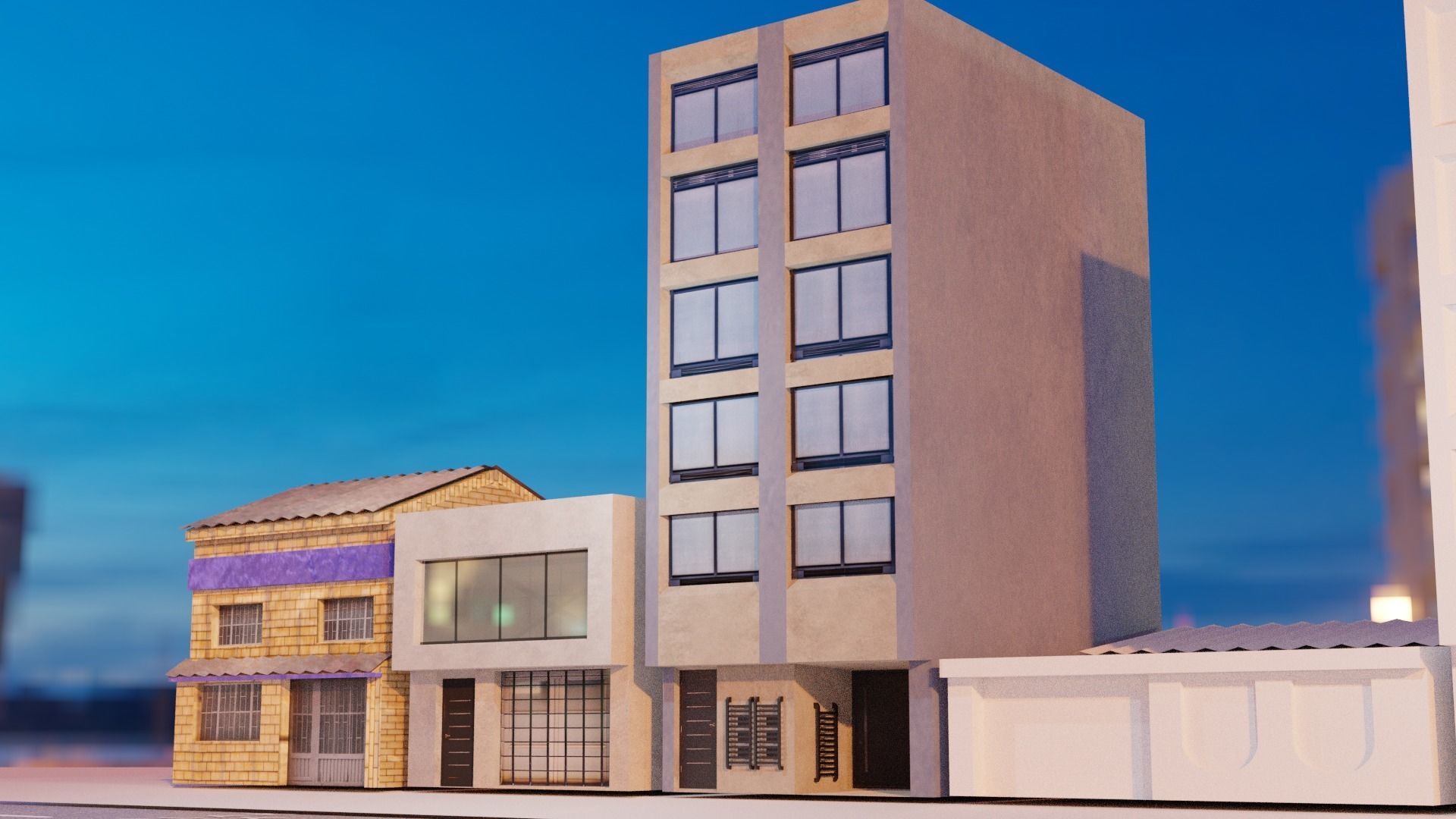 Low Poly Colombian Street House Low-poly 3D model_14