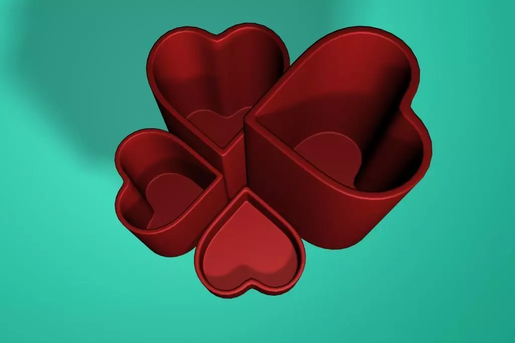 Pencil Holder 4 Hearts 3D print model_0