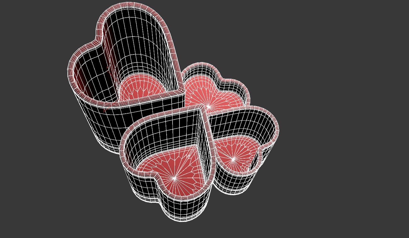 Pencil Holder 4 Hearts 3D print model_5