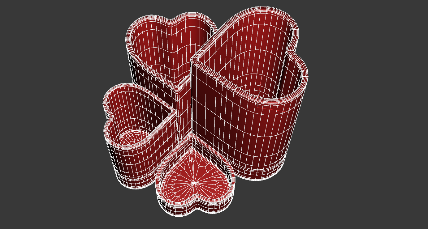 Pencil Holder 4 Hearts 3D print model_4