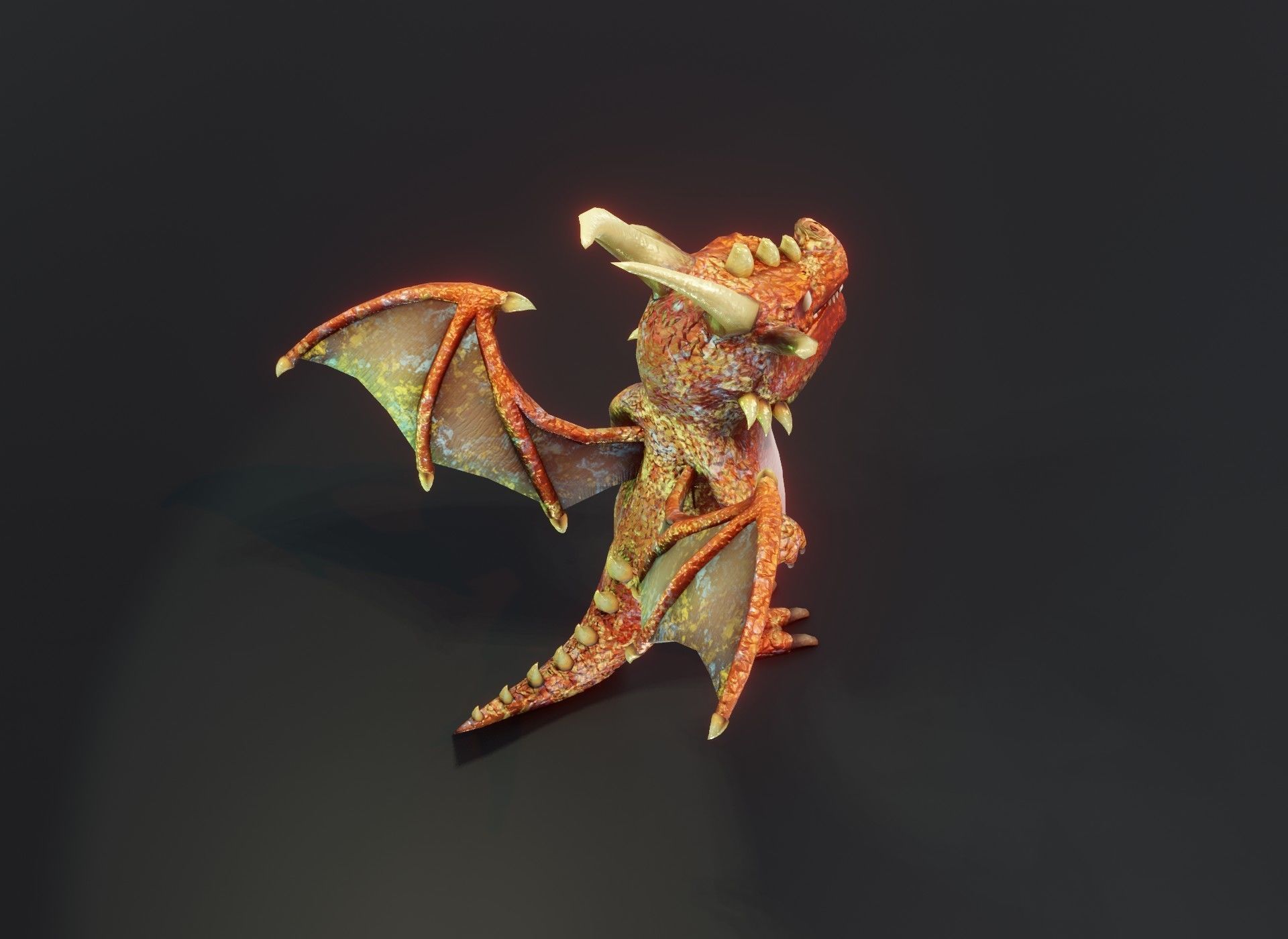 Cartoon Copper Dragon Rigged 3D Model Low-poly 3D model_7